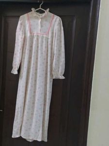 Off White Floral Night Gown