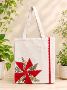 Handmade Fabric Tote Bag with Floral Design