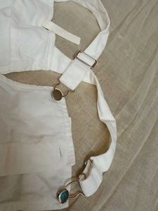 Cute White Pinafore Dress with Sequins
