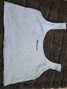 Grey Ribbed Tank Top with "favourite" Graphic