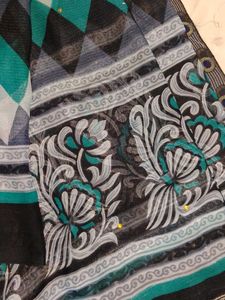 Elegant Teal and Black Saree