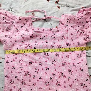 Cute Pink Floral Puff Sleeve Top