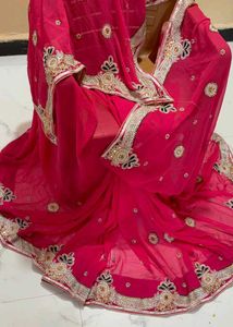 Vibrant Pink Embroidered Saree