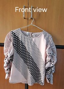 The "Artistic Chic" Mixed-Print Blouse