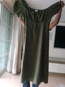 Olive Green  Midi Dress