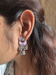 Pink Jhumka Earrings