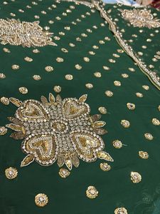Dark Green Georgette Saree with Embroidery