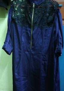 Elegant Blue Lace Trim Kurta