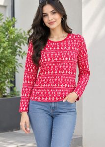 Cozy Red Gingerbread Man Long Sleeve Top