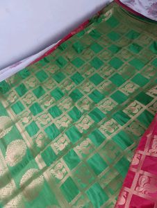 Brand New Traditional Red &amp; Green Silk Saree
