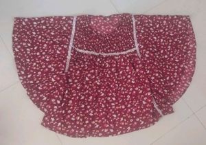 Maroon Floral Print Gown