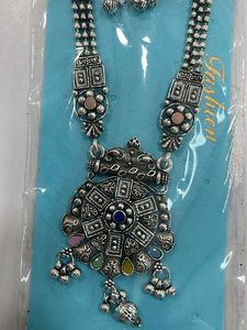Oxidized Silver Necklace &amp; Earrings Set