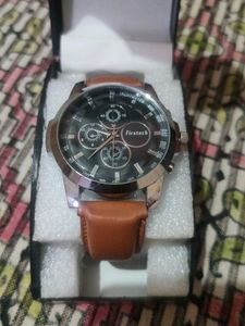 Firstech Analog Watch with Brown Leather Strap