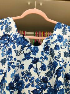Blue Floral Print Kurta