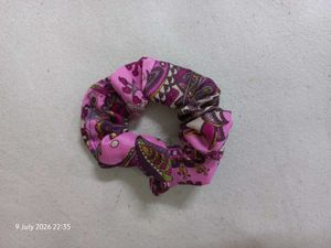Pink Paisley Print Scrunchie