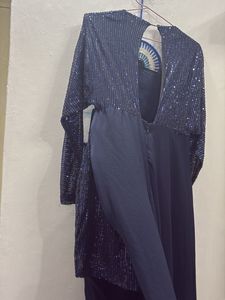 Elegant Navy Blue Sequined Kurta Set