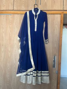 Beautiful Navy Blue Dress With Dupata