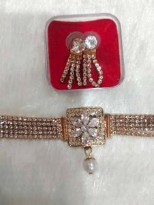 Stunning Rose Gold Choker &amp; Earring Set