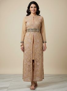 Embroidered Front Slit Kurta