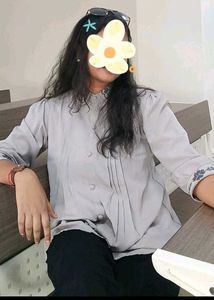Stylish Grey Collared Blouse