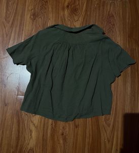 Olive Green Button-Up Top