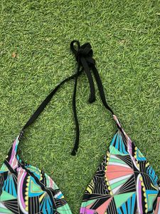 Colorful Geometric Print Bikini Top