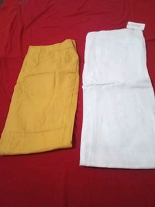Combo Trousers White And Mustard