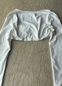 Stylish White Long Sleeve Crop Top