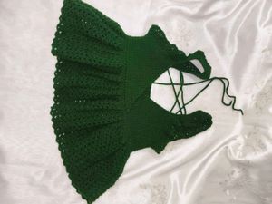 Hand-knitted Green Ruffle Dress