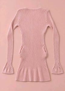 DUSTY PINK RIBBED MINI DRESS