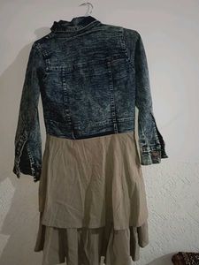 Denim Jacket Dress with Ruffled Skirt