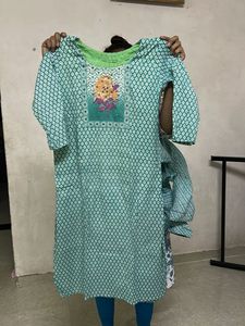 Designer Teal Kurta with Floral Print