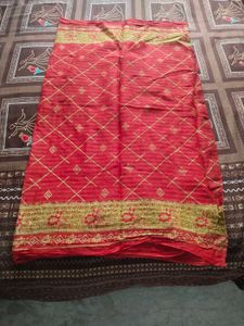 Beautiful Red Saree with Golden Border♥️✨🔥
