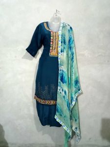 Elegant Blue Embroidered Salwar suit