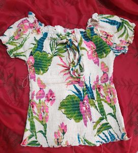 Ribbed Floral Crop Top