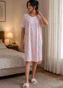Peach Print Oversized T-Shirt Dress