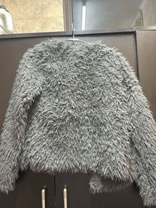 Gina Tricot Grey Shaggy Faux Fur Jacket