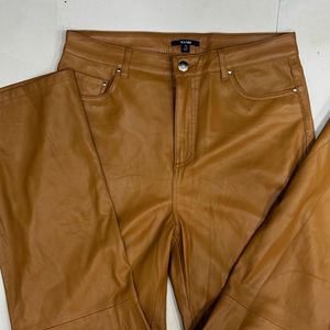 Tan Brown Faux-Leather Pants