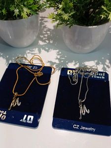 Combo Of 2 Name Pendants Silver &amp; Gold