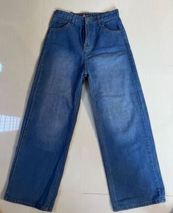 Wide Leg Blue Denim Jeans