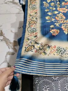 Blue Saree with Decorative Border