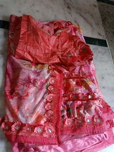 Pink Floral Saree with Blouse