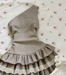 y2k Chic Gingham Ruffle Dress