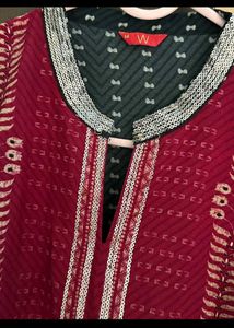 W Brand Stylish Black &amp; Red Kurta