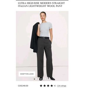 Gray Wide Leg Trousers-Mid waist