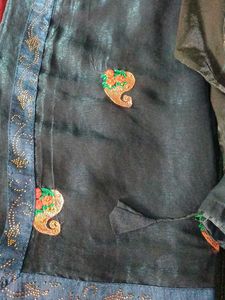 Designer Silk Blouse saree and shirt couple combo