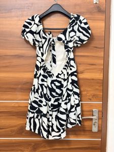 Monochrome Print A-Line Dress