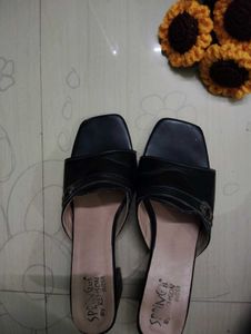 Stylish Black Slip-On Sandals