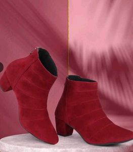Chic Red Suede Ankle Boots