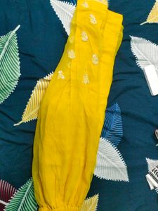 Yellow chikaankari kurta Pajama And Dupatta Set